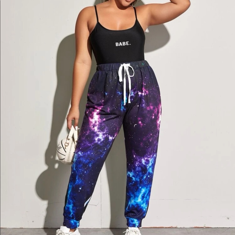 Plus Galaxy print drawstring waist sweatpants